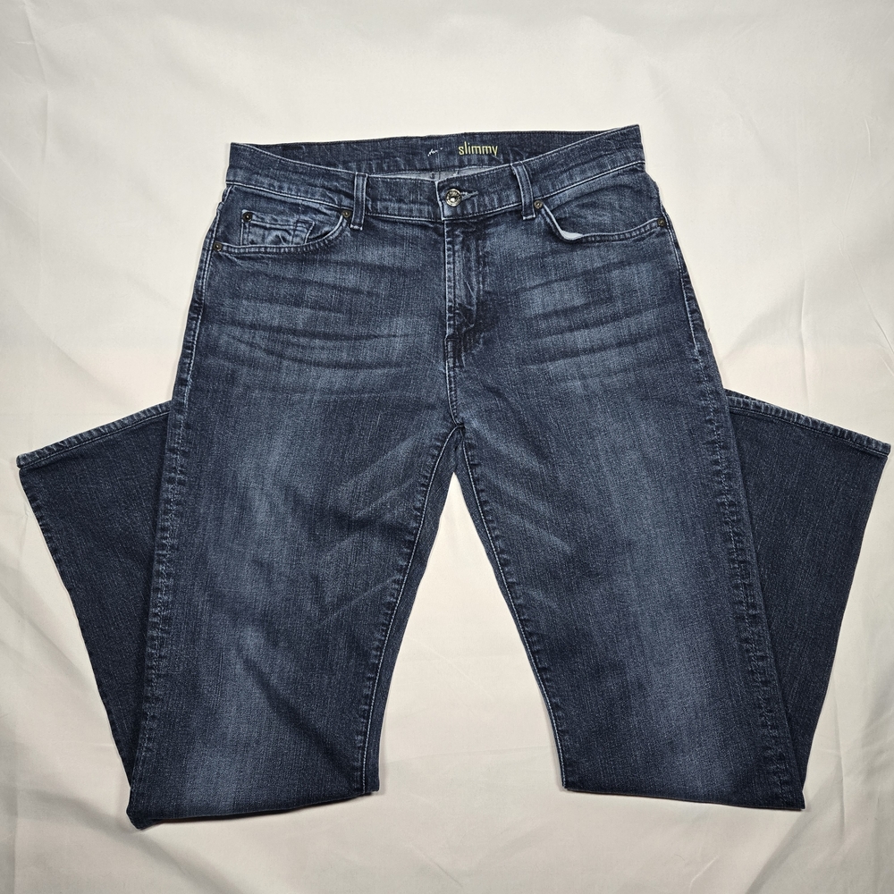7 FOR ALL MANKIND Mens Slimmy Slim Straight Leg Jeans Size 33 x 31 90s Classic